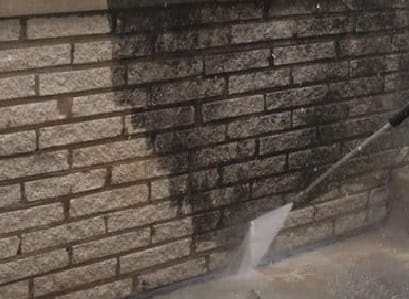 residential brick wall pressure washing